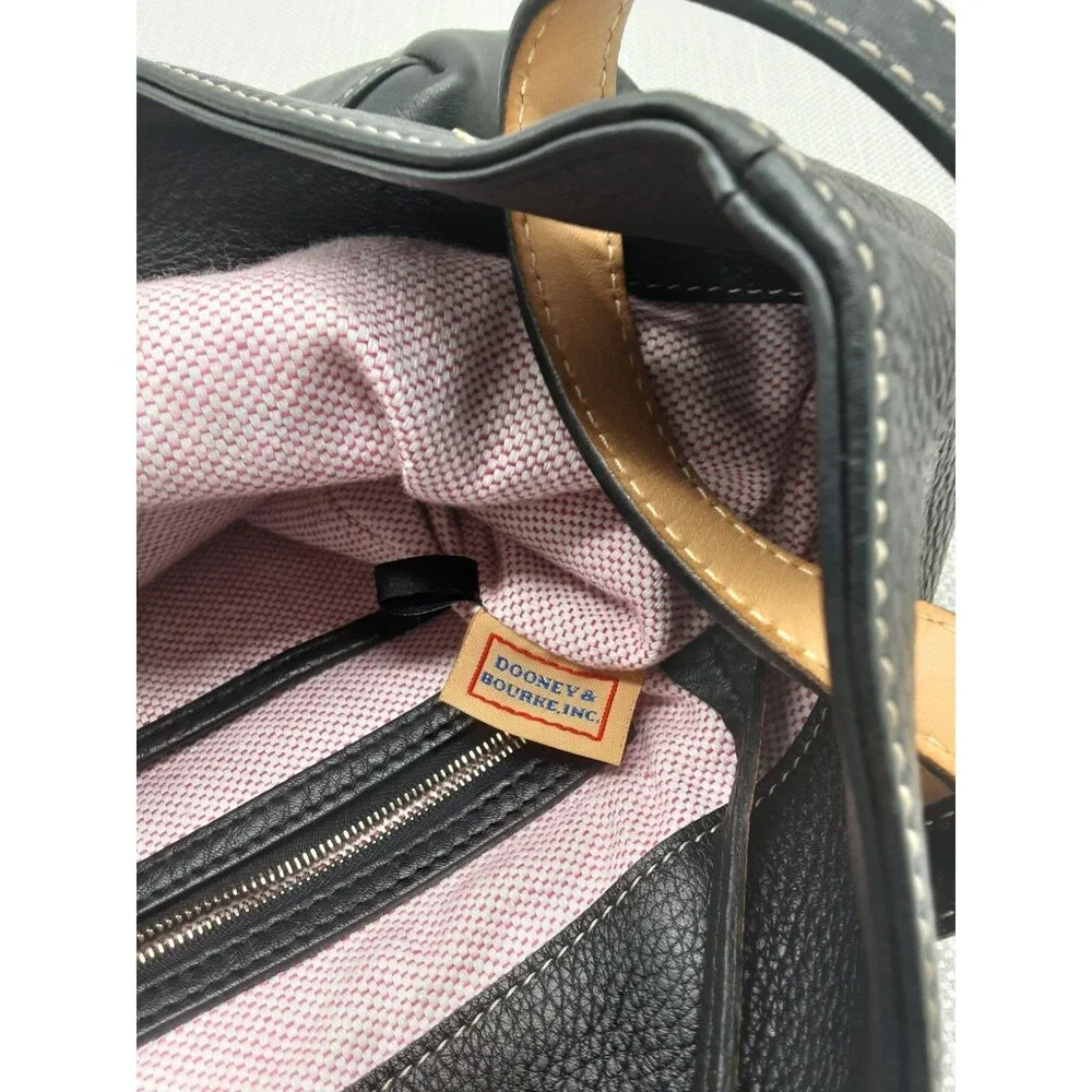 Dooney & Bourke Tote Shoulder Bag Grommet Black Pebbled Leather J2948561